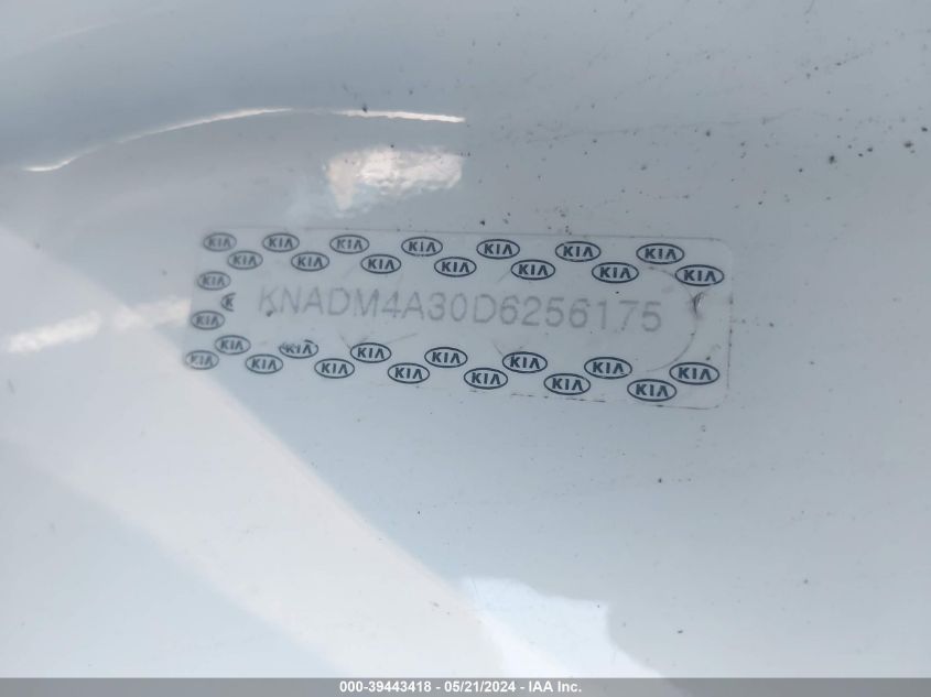 2013 Kia Rio Lx VIN: KNADM4A30D6256175 Lot: 39443418