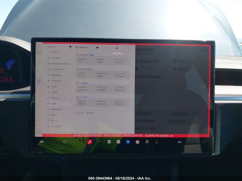 2023 Tesla Model X Dual Motor All-Wheel Drive/Standard Range VIN: 7SAXCDE58PF419343 Lot: 39443964