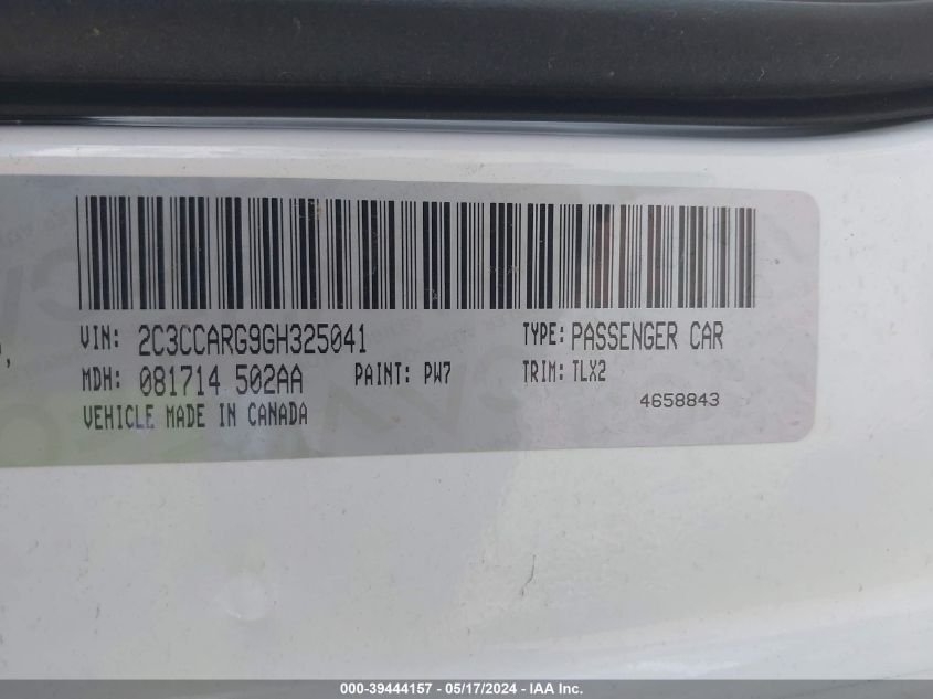 2016 Chrysler 300 Anniversary Edition VIN: 2C3CCARG9GH325041 Lot: 39444157