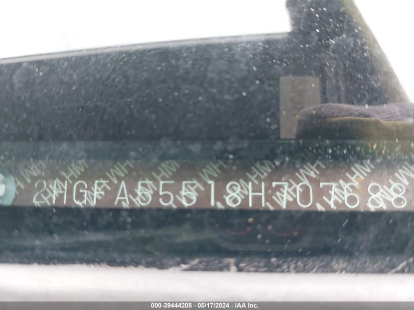 2008 Honda Civic Si/Si Mugen VIN: 2HGFA55518H707688 Lot: 39444208