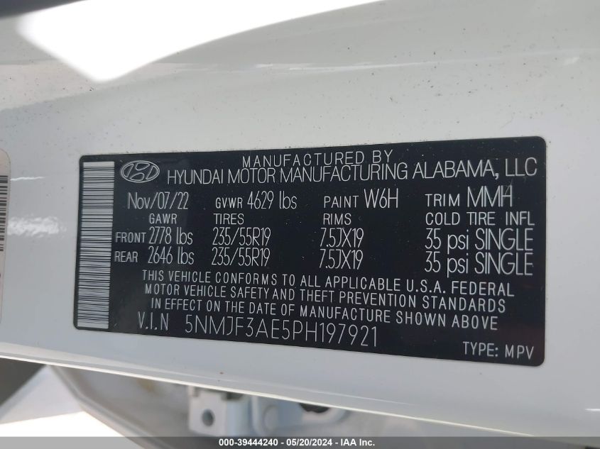 5NMJF3AE5P8197921 2023 Hyundai Tucson Sel