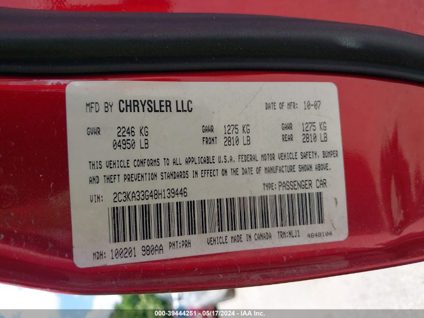 2008 Chrysler 300 Limited VIN: 2C3KA33G48H139446 Lot: 39444251