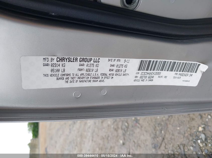 2012 Dodge Charger Sxt VIN: 2C3CDXHG4CH125955 Lot: 39444410