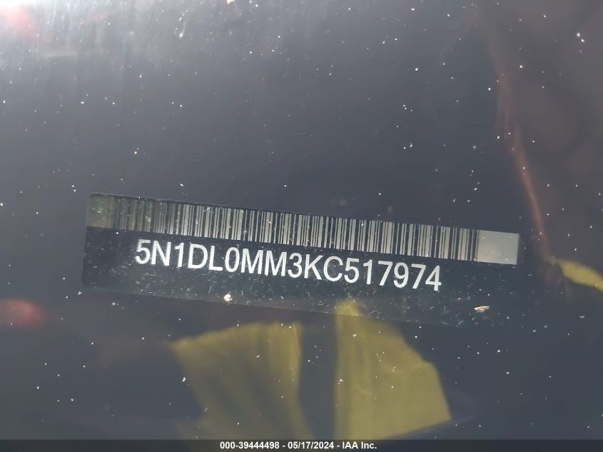 2019 Infiniti Qx60 Luxe VIN: 5N1DL0MM3KC517974 Lot: 39444498