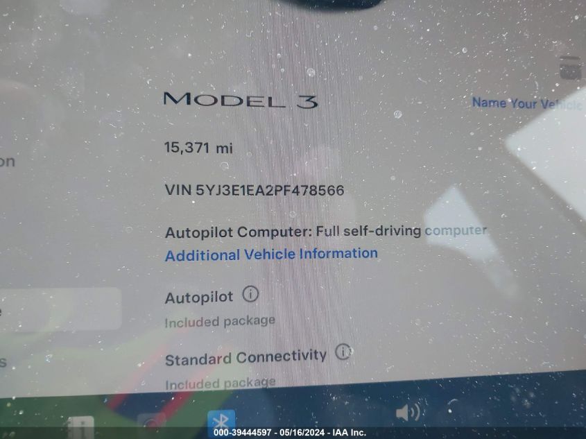 2023 TESLA MODEL 3 REAR-WHEEL DRIVE - 5YJ3E1EA2PF478566