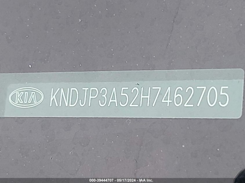 2017 Kia Soul + VIN: KNDJP3A52H7462705 Lot: 39444707