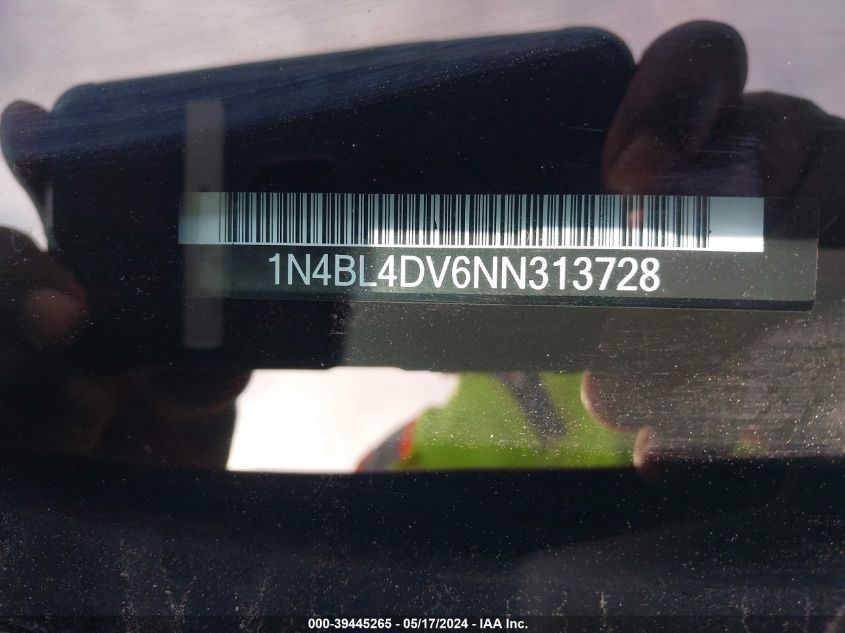 2022 Nissan Altima Sv Fwd VIN: 1N4BL4DV6NN313728 Lot: 39445265