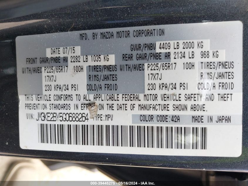 2016 MAZDA CX-5 SPORT - JM3KE2BY5G0688264