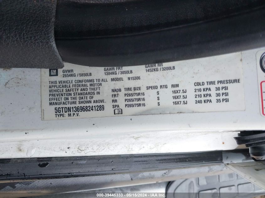 2006 Hummer H3 Suv VIN: 5GTDN136968241289 Lot: 39445333