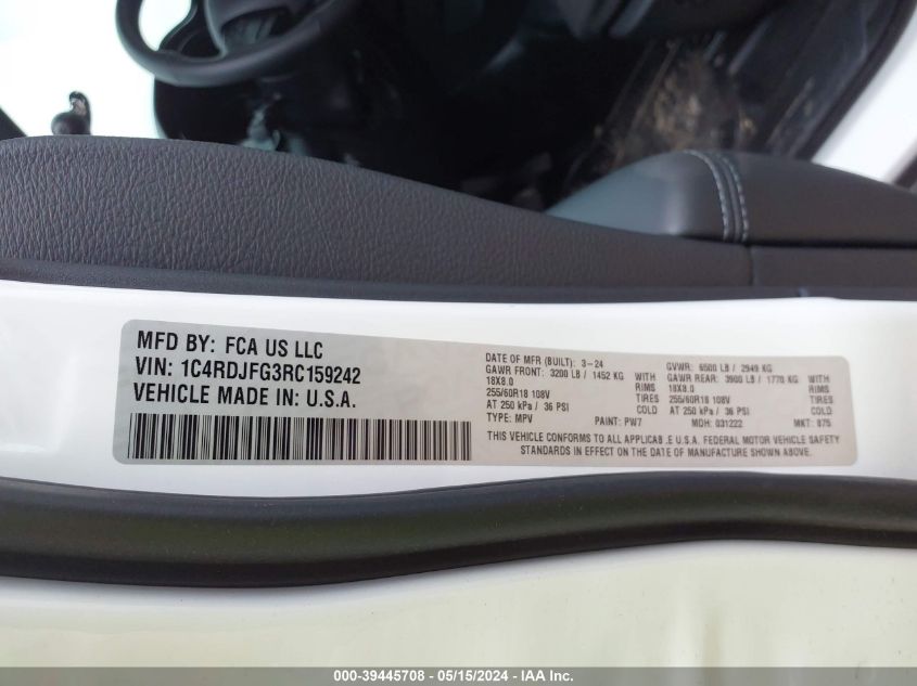 2024 DODGE DURANGO PURSUIT AWD - 1C4RDJFG3RC159242