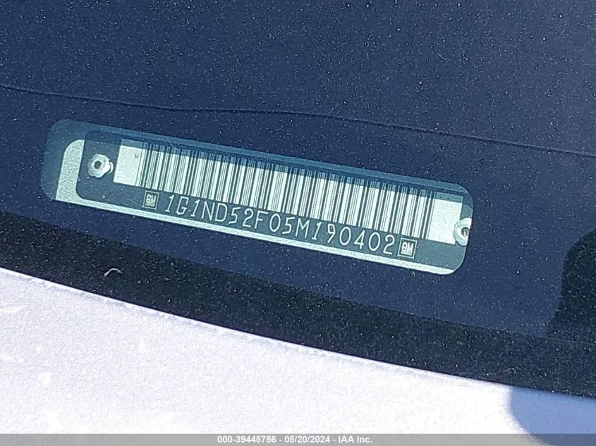 2005 Chevrolet Classic VIN: 1G1ND52F05M190402 Lot: 39445756