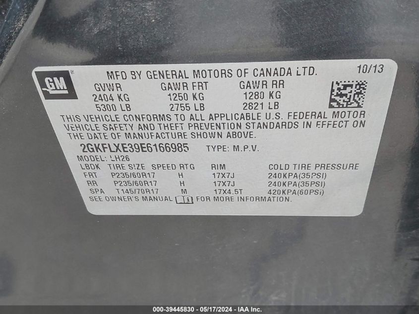 2014 GMC Terrain Slt-1 VIN: 2GKFLXE39E6166985 Lot: 39445830