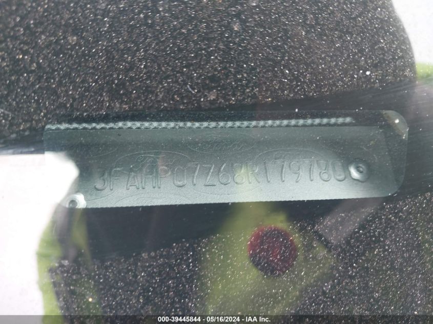 2008 Ford Fusion Se VIN: 3FAHP07Z68R179780 Lot: 39445844