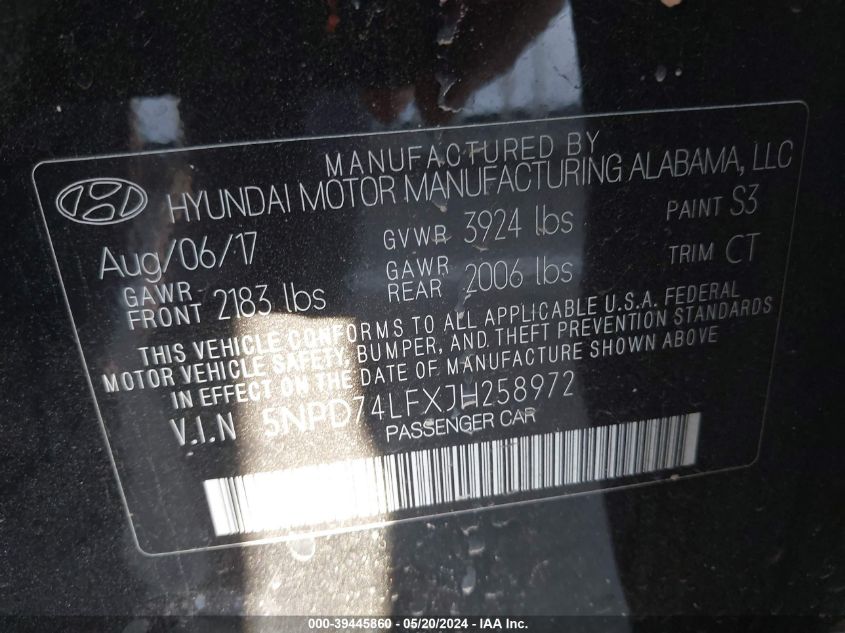 2018 HYUNDAI ELANTRA SE - 5NPD74LFXJH258972