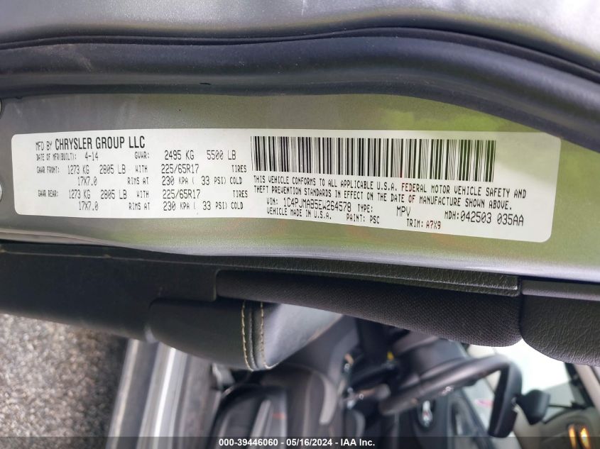 2014 Jeep Cherokee Sport VIN: 1C4PJMAB5EW264578 Lot: 39446060