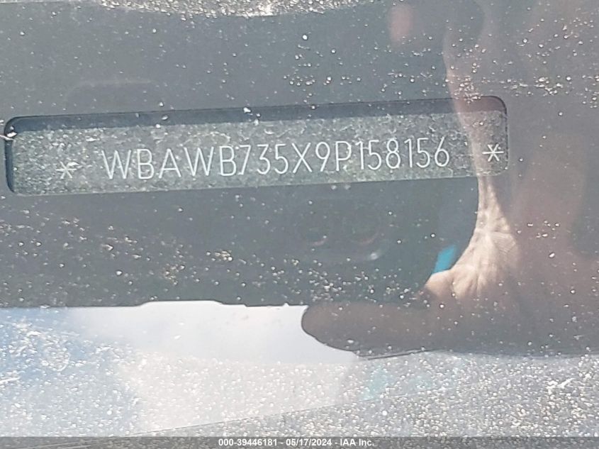 2009 BMW 335I VIN: WBAWB735X9P158156 Lot: 39446181