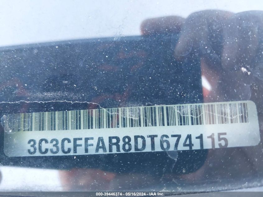 2013 Fiat 500 Pop VIN: 3C3CFFAR8DT674115 Lot: 39446374