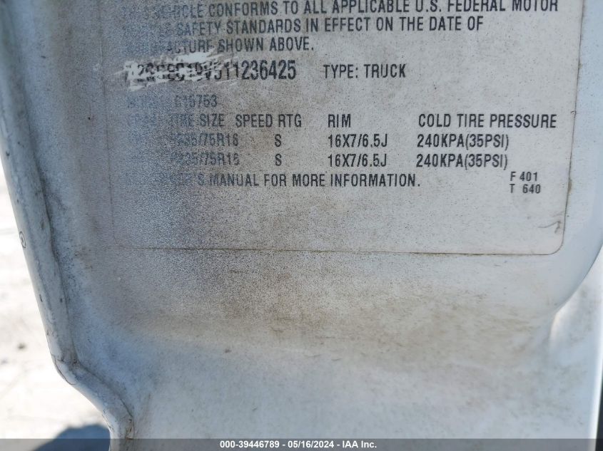 2001 Chevrolet Silverado 1500 Ls VIN: 2GCEC19V511236425 Lot: 39446789