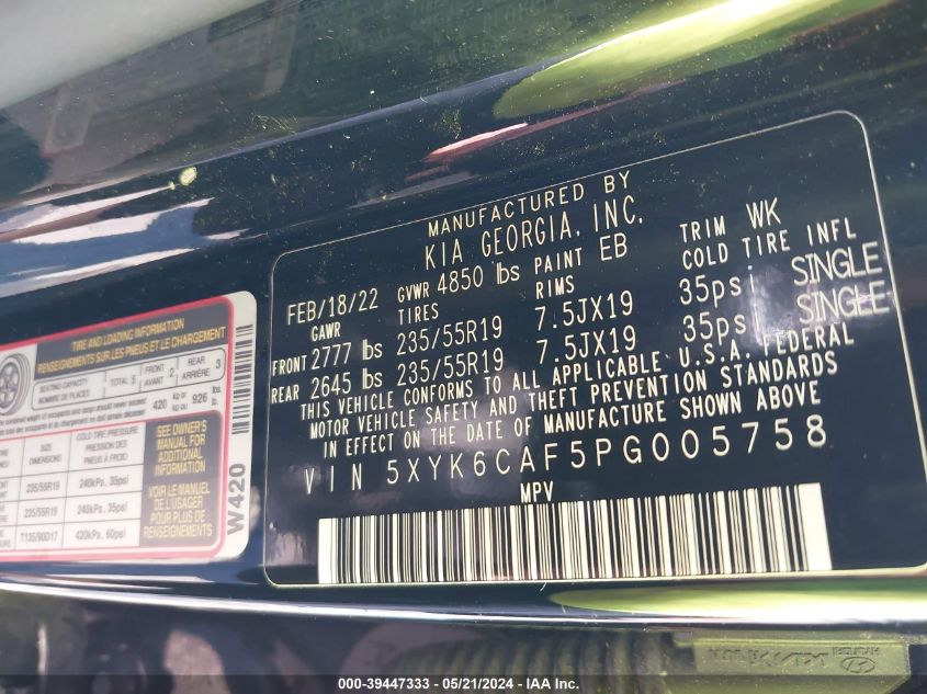 2023 Kia Sportage X-Line VIN: 5XYK6CAF5PG005758 Lot: 39447333