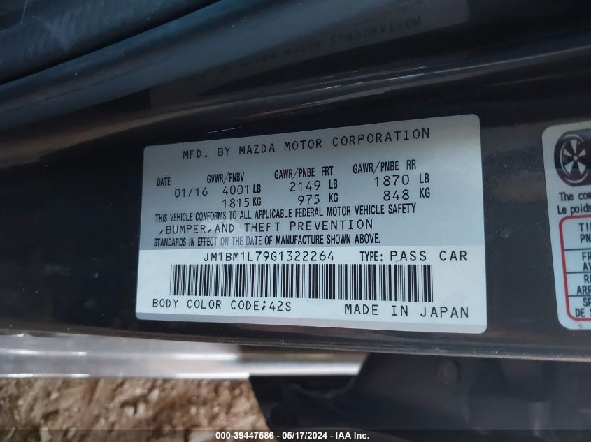 2016 Mazda Mazda3 I Touring VIN: JM1BM1L79G1322264 Lot: 39447586