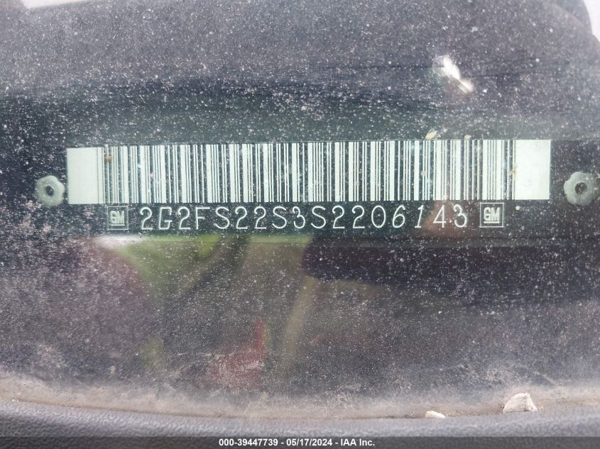 1995 Pontiac Firebird VIN: 2G2FS22S3S2206143 Lot: 39447739