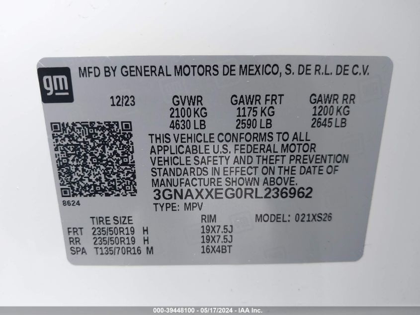 2024 CHEVROLET EQUINOX PREMIERE - 3GNAXXEG0RL236962