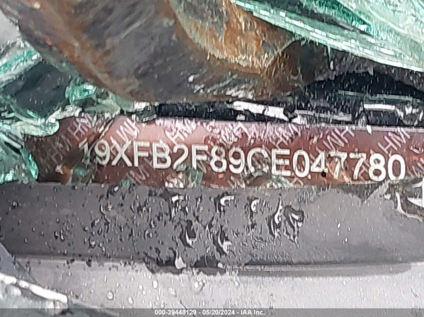 2012 Honda Civic Ex VIN: 19XFB2F89CE047780 Lot: 39448129