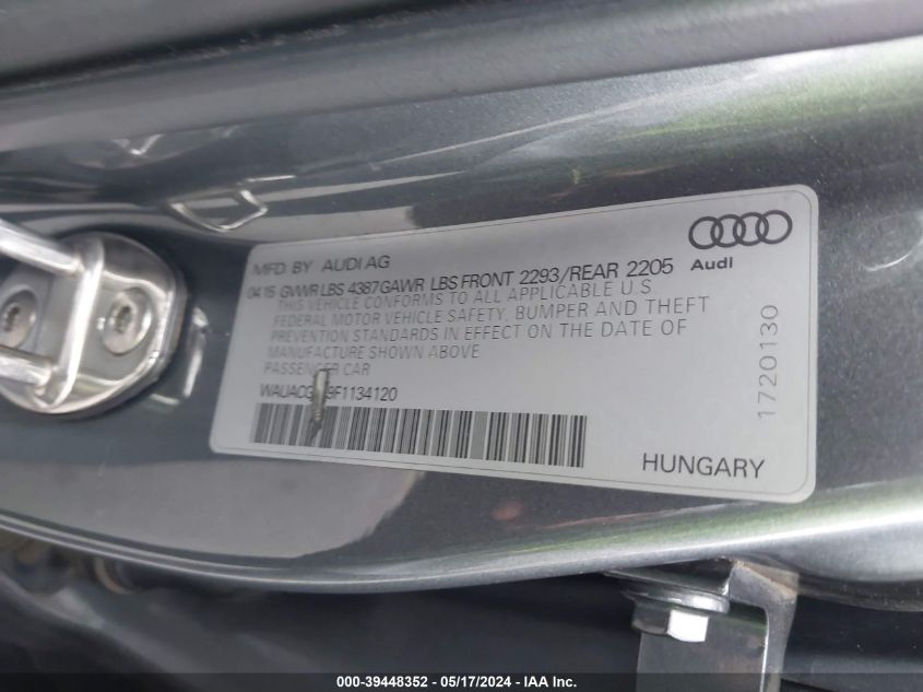 2015 Audi A3 1.8T Premium VIN: WAUACGFF9F1134120 Lot: 39448352