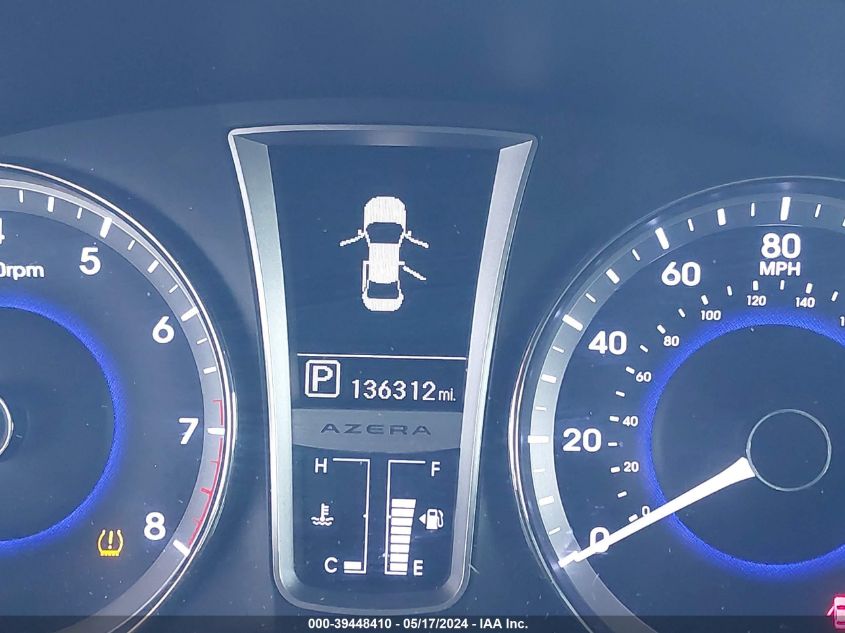 2013 Hyundai Azera VIN: KMHFH4JG4DA256627 Lot: 39448410