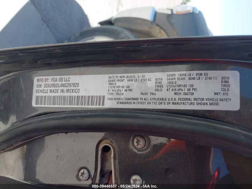 2022 RAM 2500 BIG HORN  4X4 6'4 BOX - 3C6UR5DL4NG297020