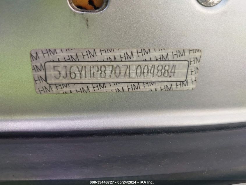 2007 Honda Element Ex VIN: 5J6YH28707L004884 Lot: 39448727