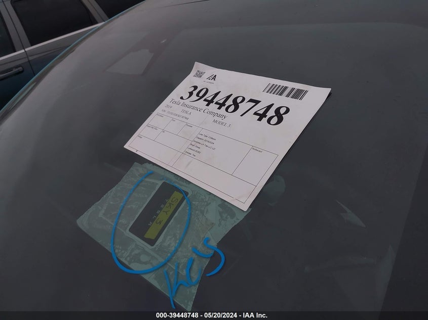 VIN 5YJ3E1EB3KF387968 2019 TESLA MODEL 3
