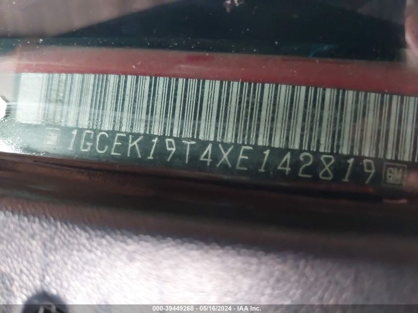 1999 Chevrolet Silverado 1500 Ls VIN: 1GCEK19T4XE142819 Lot: 39449268
