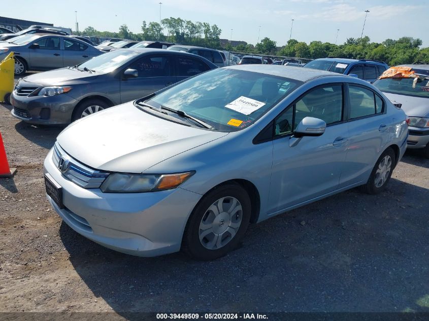 2012 Honda Civic Hybrid Hybrid VIN: JHMFB4F25CS005948 Lot: 39449509