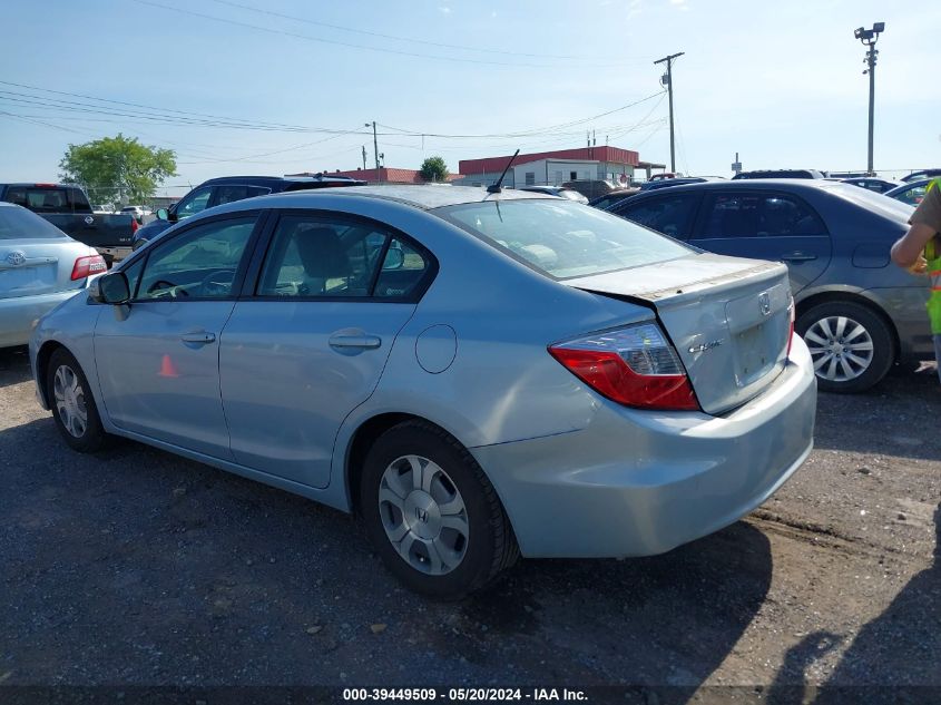 2012 Honda Civic Hybrid Hybrid VIN: JHMFB4F25CS005948 Lot: 39449509