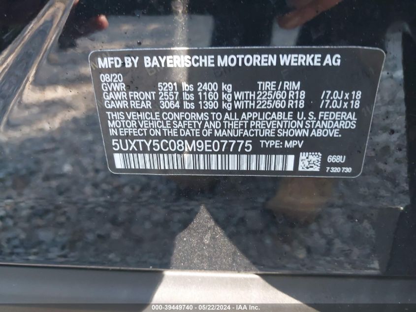 2021 BMW X3 XDRIVE30I - 5UXTY5C08M9E07775