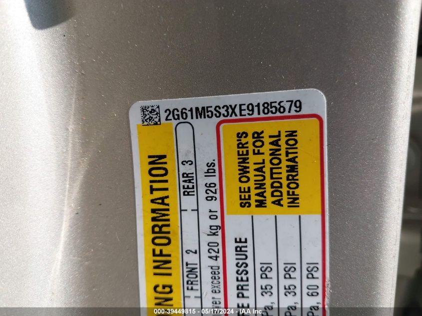 2014 Cadillac Xts Luxury VIN: 2G61M5S3XE9185879 Lot: 39449815