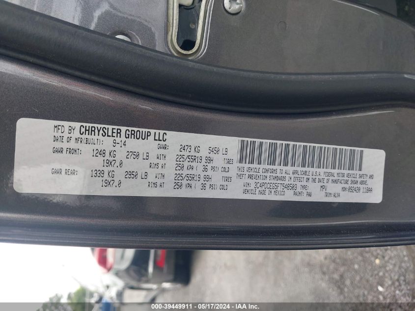 2015 Dodge Journey R/T VIN: 3C4PDCEG5FT548503 Lot: 39449911