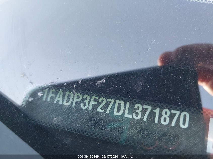 2013 Ford Focus Se VIN: 1FADP3F27DL371870 Lot: 39450149