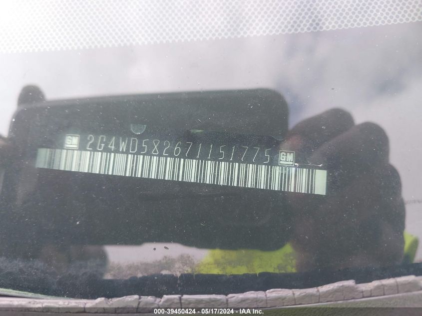 2007 Buick Lacrosse Cxl VIN: 2G4WD582671151775 Lot: 39450424