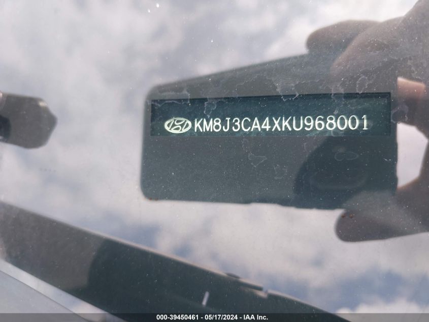 2019 Hyundai Tucson Value VIN: KM8J3CA4XKU968001 Lot: 39450461