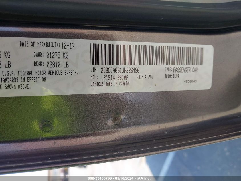 2018 Chrysler 300 300S Awd VIN: 2C3CCAGG1JH226496 Lot: 39450799