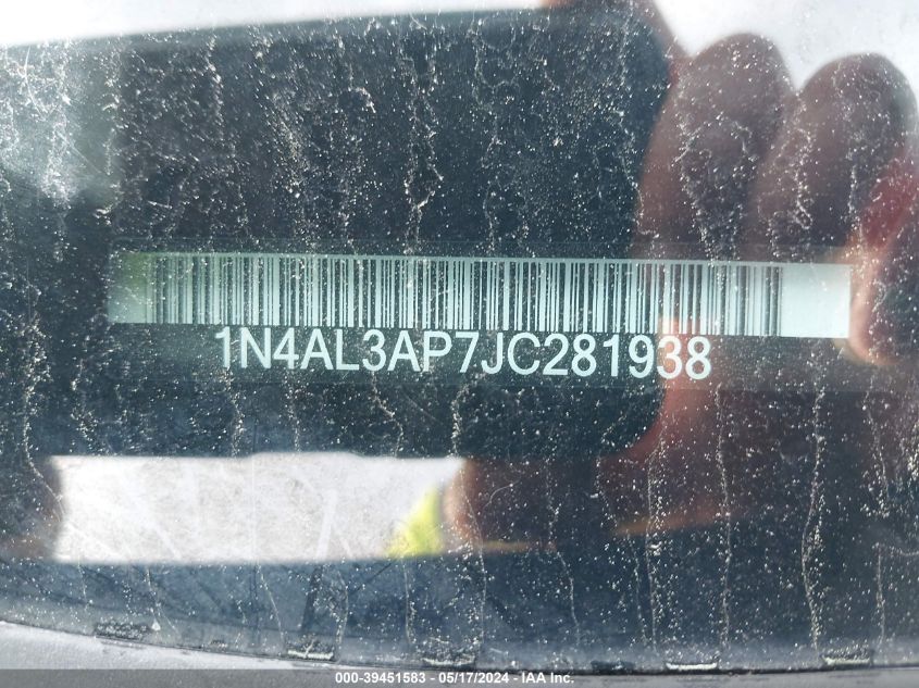 2018 Nissan Altima 2.5 Sv VIN: 1N4AL3AP7JC281938 Lot: 39451583