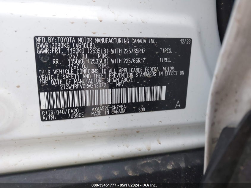 2024 TOYOTA RAV4 XLE/XLE PREMIUM - 2T3W1RFV0RW313072