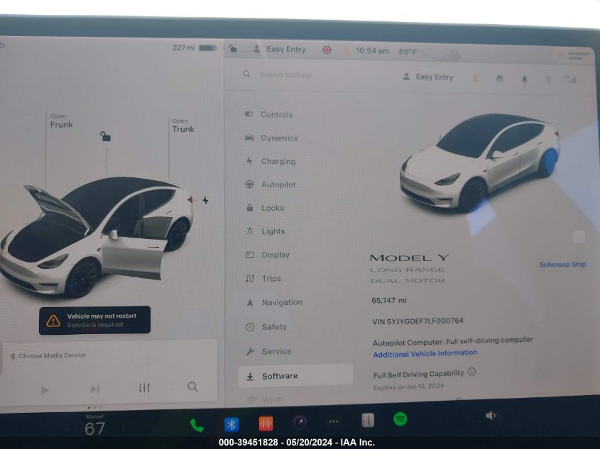 2020 Tesla Model Y Long Range Dual Motor All-Wheel Drive/Performance Dual Motor All-Wheel Drive VIN: 5YJYGDEF7LF000764 Lot: 39451828