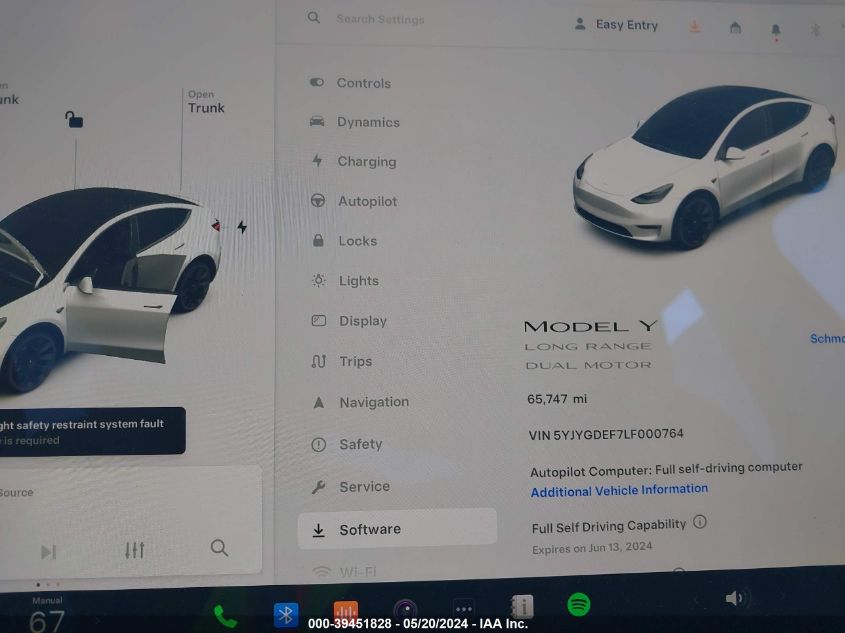 2020 Tesla Model Y Long Range Dual Motor All-Wheel Drive/Performance Dual Motor All-Wheel Drive VIN: 5YJYGDEF7LF000764 Lot: 39451828