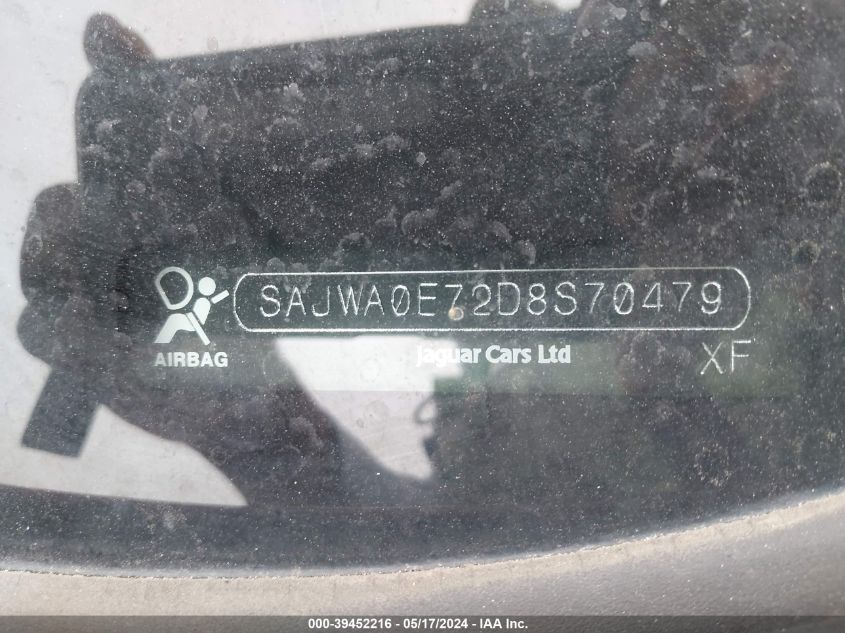 2013 Jaguar Xf V6 Sc VIN: SAJWA0E72D8S70479 Lot: 39452216