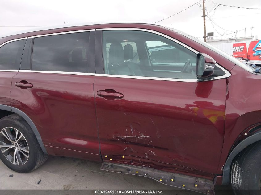 2016 Toyota Highlander Xle V6 VIN: 5TDKKRFH9GS185385 Lot: 39452310