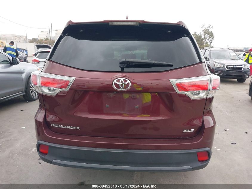 2016 Toyota Highlander Xle V6 VIN: 5TDKKRFH9GS185385 Lot: 39452310