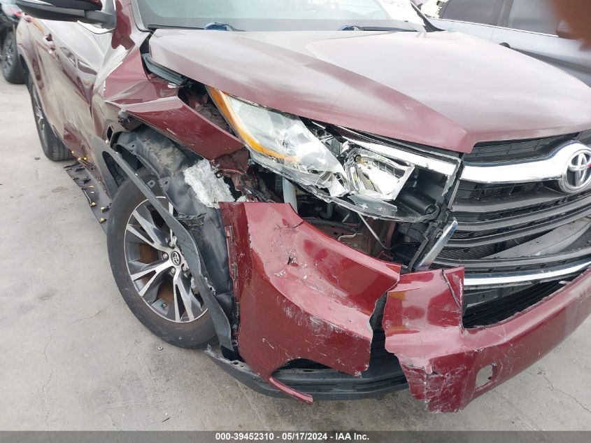2016 Toyota Highlander Xle V6 VIN: 5TDKKRFH9GS185385 Lot: 39452310